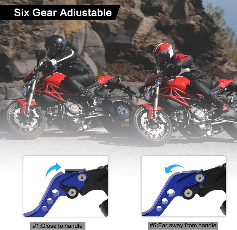 RIDLOG Universal CNC Motorcycle 7/8" 22mm Handlebar Brake Master Cylinder Clutch Lever, Dirt Bike Mini Bike Brake Lever, Brake and Clutch Lever Set Fit for Honda Kawasaki Suzuki Yamaha (Bule) - Image 2
